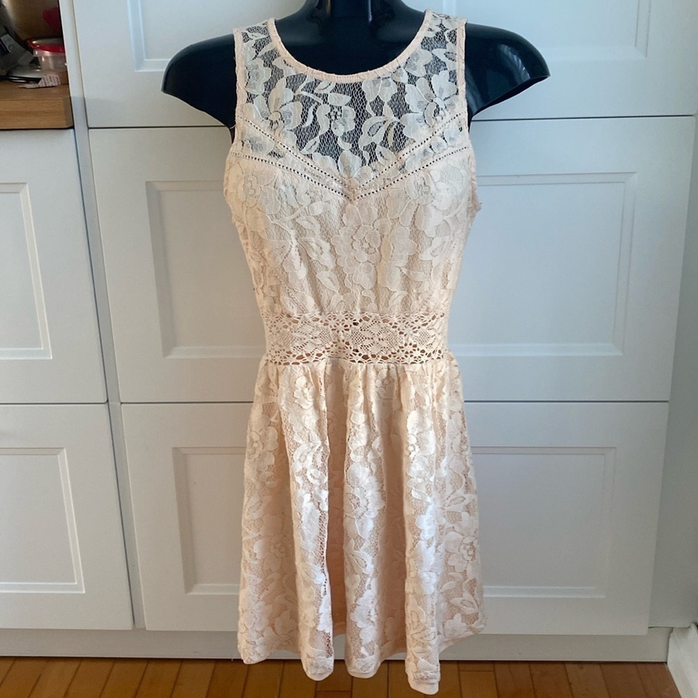 Pink lace summer  sleeveless dress Size Small